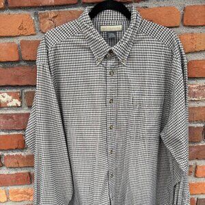 Naturalife Shirt Mens XL Beige Corduroy Gingham Check Button Down Long Sleeve